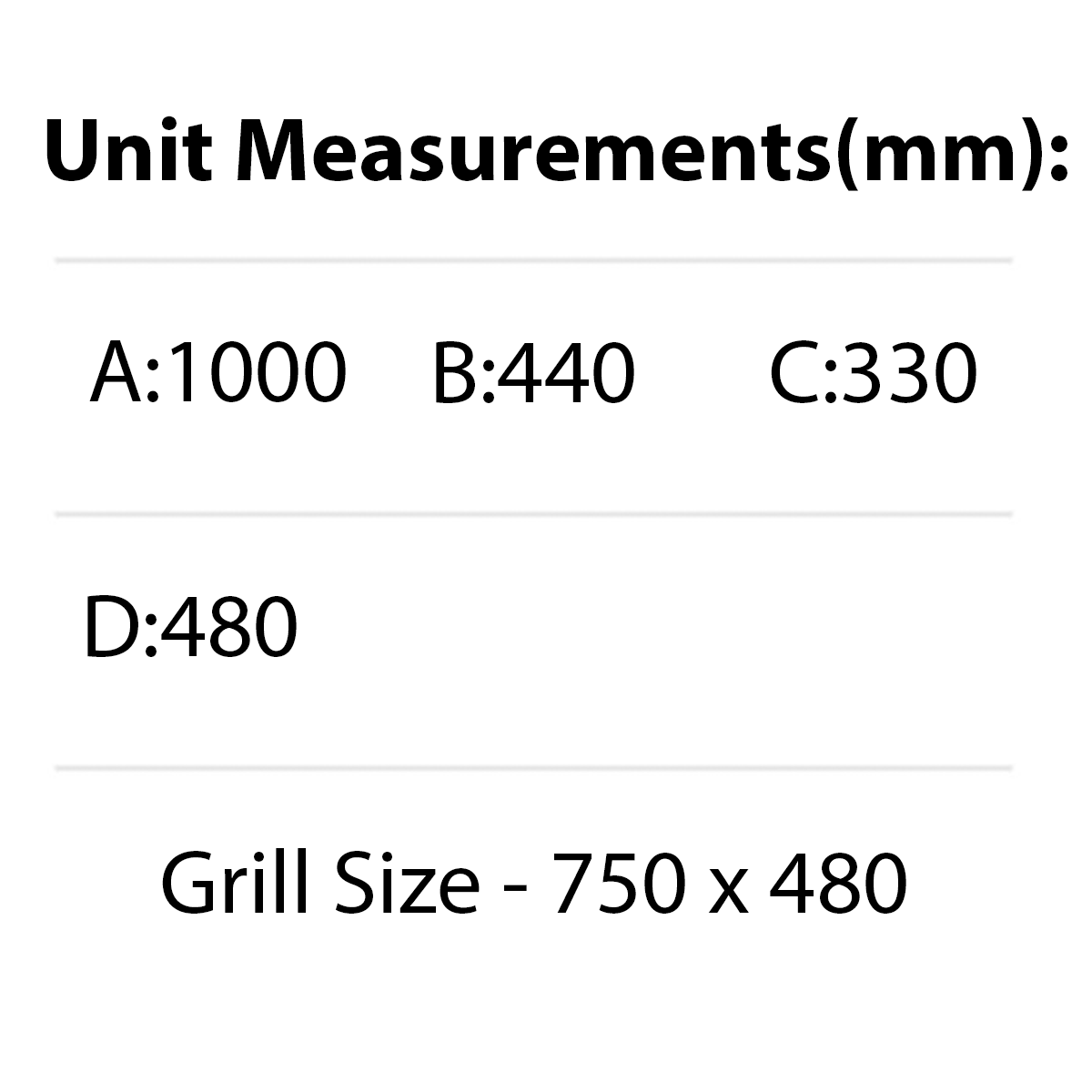 Full-length braai unit measurements