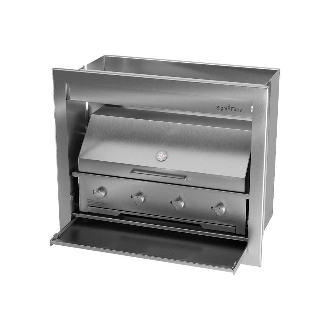 gas braai unit with dome stainless steel design