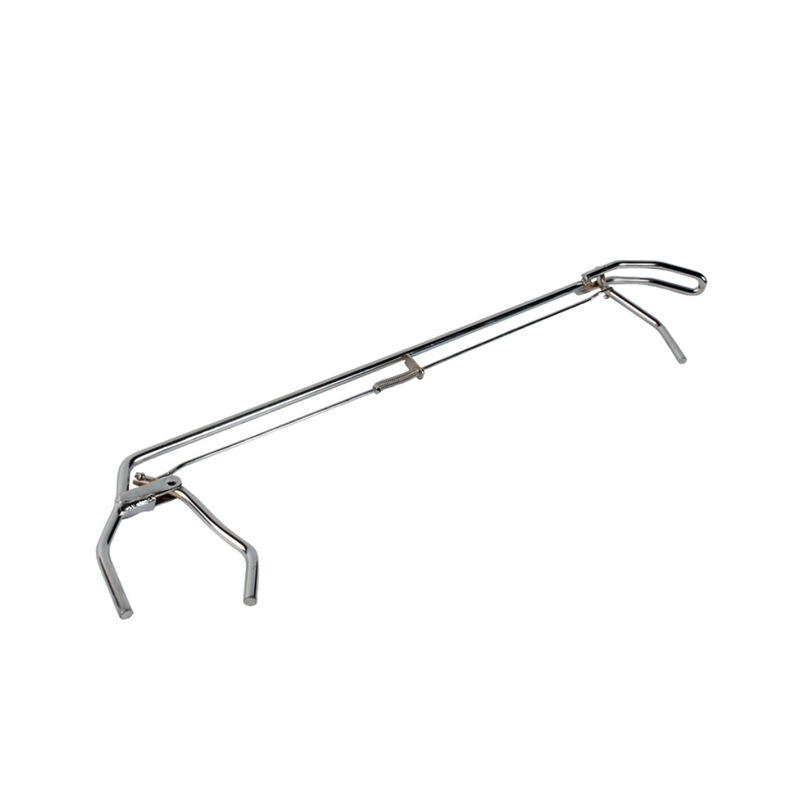 A 65cm long chrome fireplace tongs with a stylish design.