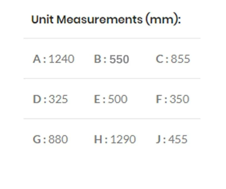 800 super deluxe gas braai information sheet, sizing and specifications.