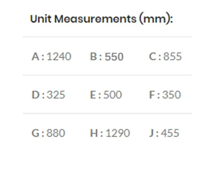 800 super deluxe gas braai information sheet, sizing and specifications.