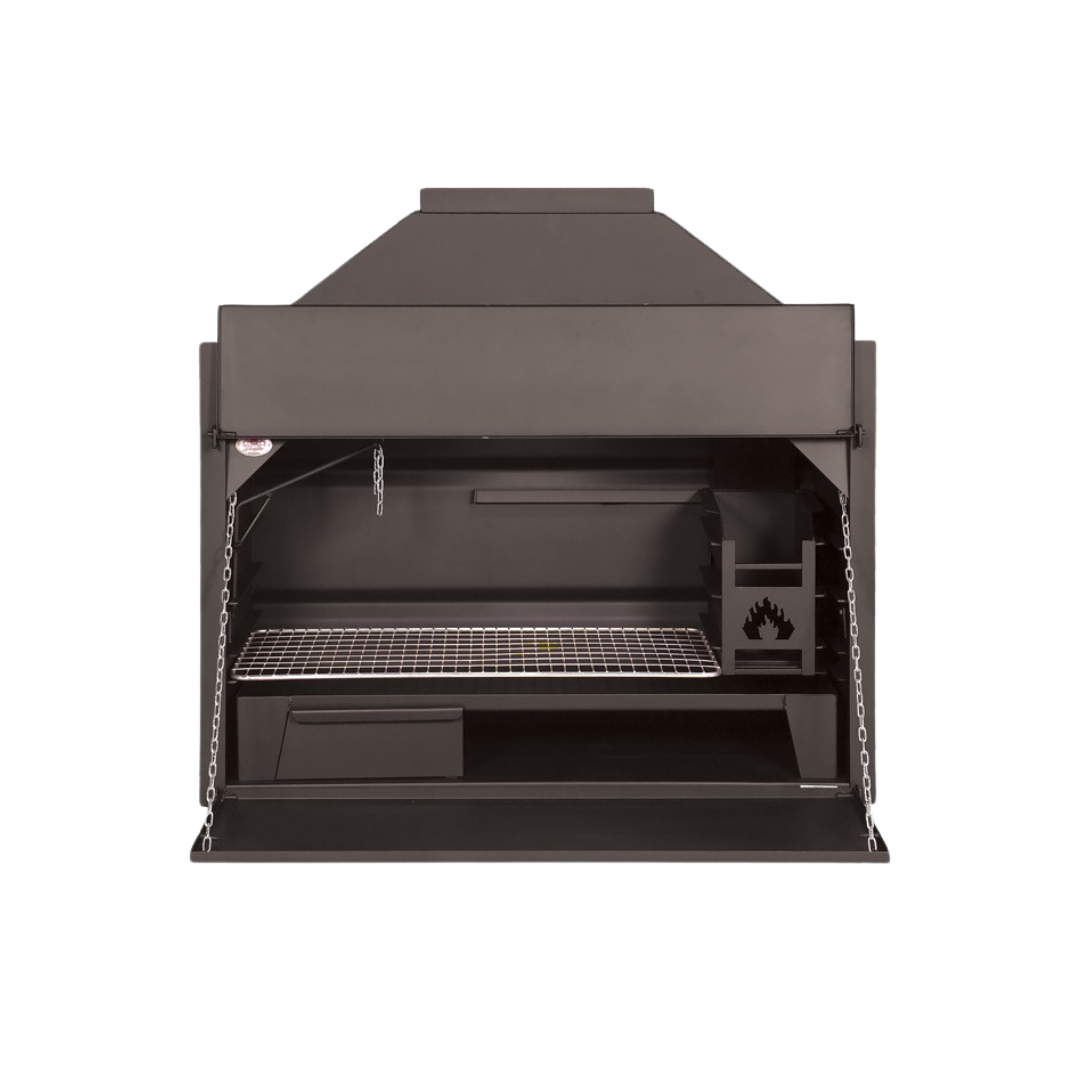 1200 Deluxe built in braai information graphic front view