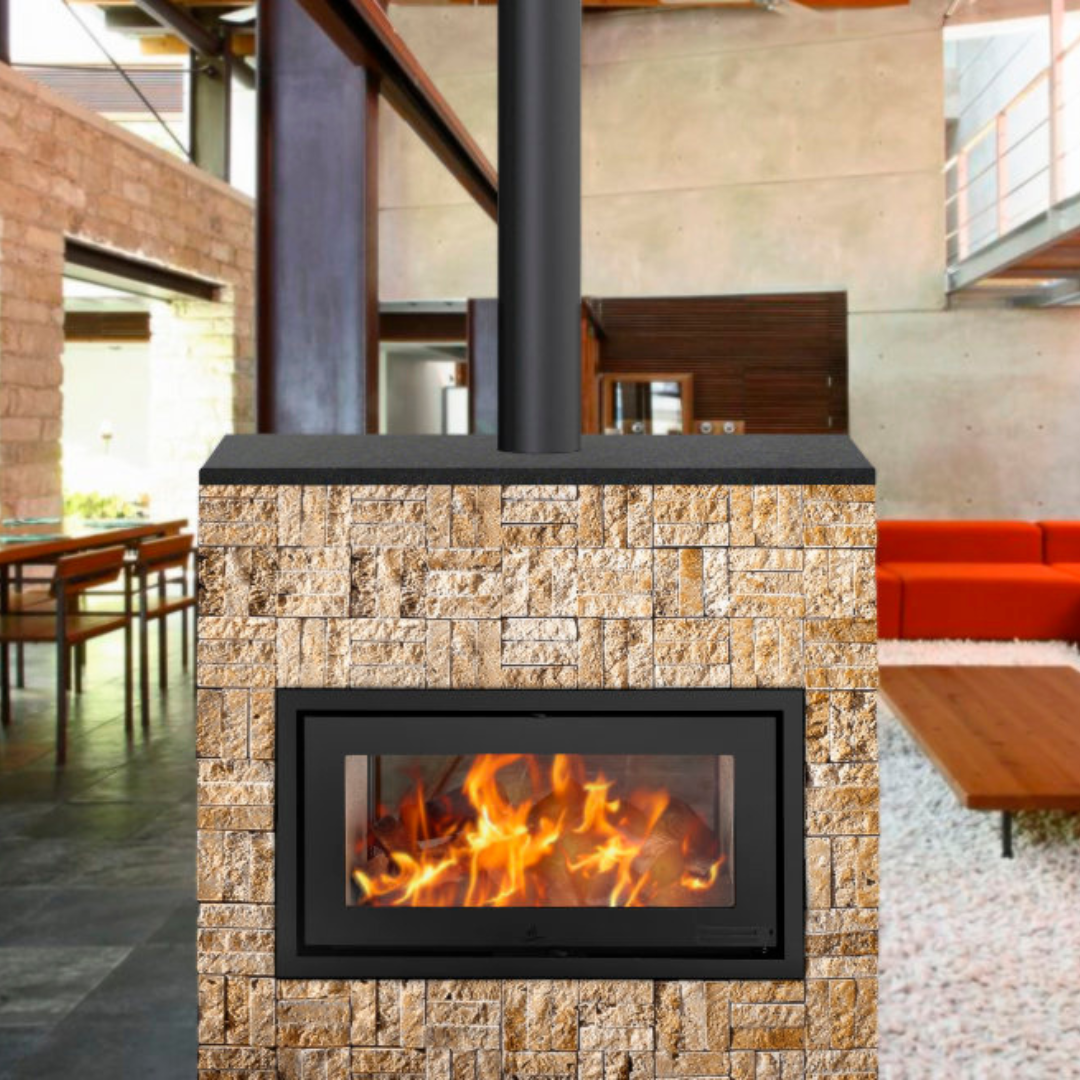 18 kW single sided insert fireplace lifestyle installation