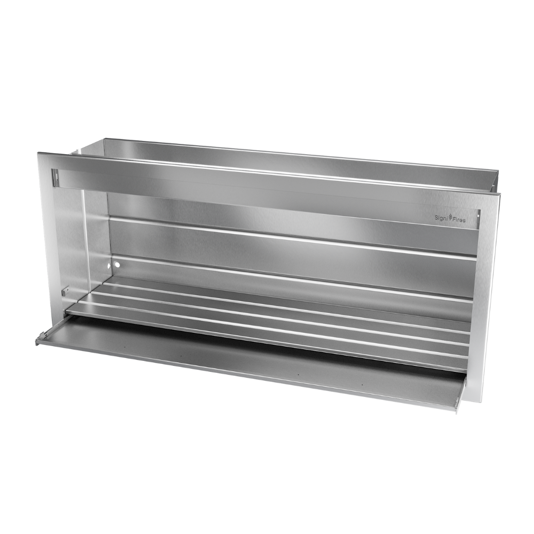 A built-in stainless steel gas braai with multiple burners and a closed lid.