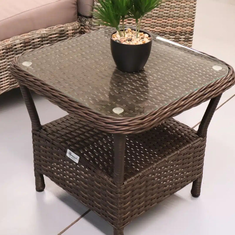 Hydro Fire Katakia Wicker Side Table (Brown)