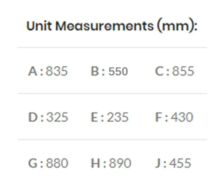 800 super deluxe gas braai information sheet, sizing and specifications.