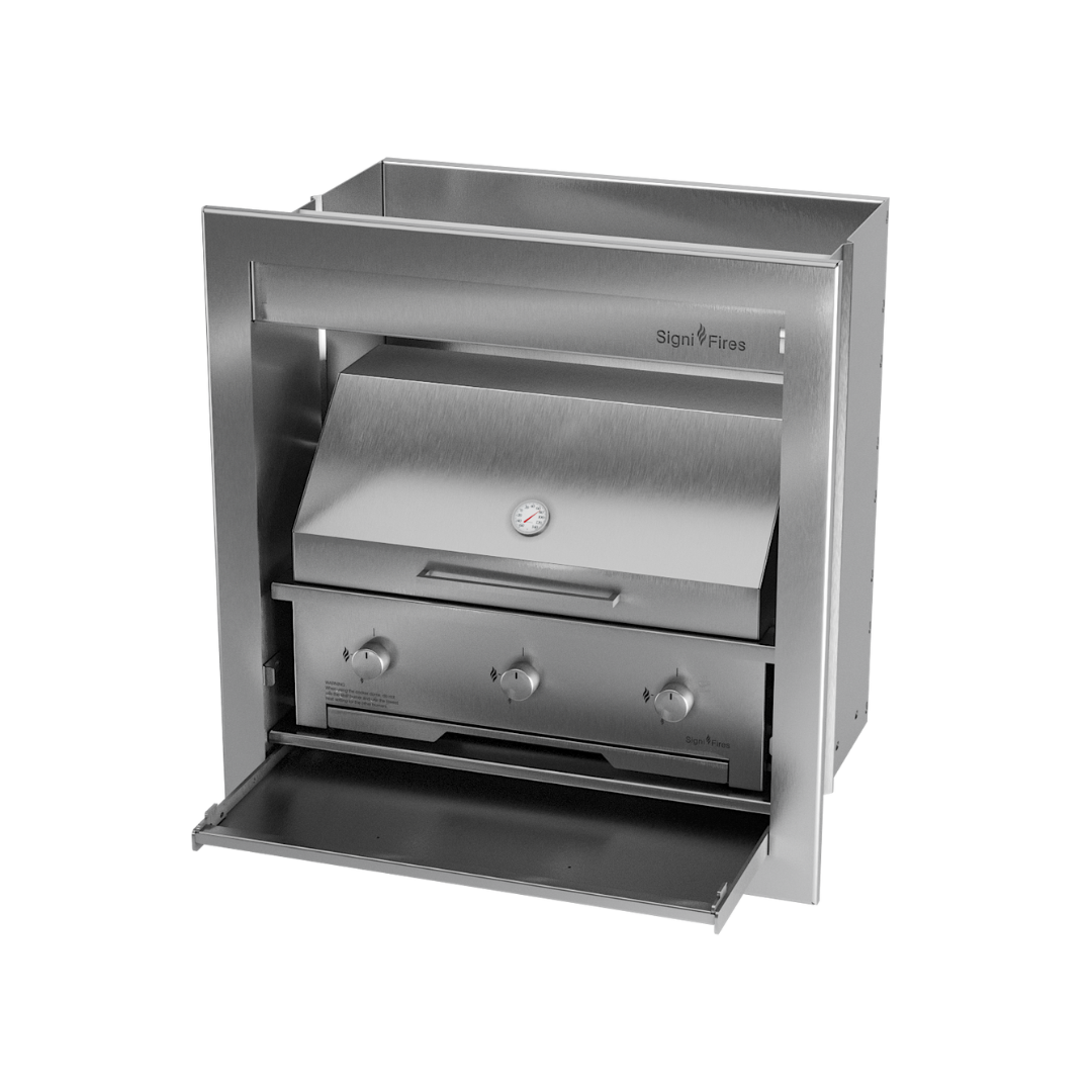 gas braai with stainless dome lid