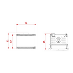 A78 insert fireplace technical diagram with dimensions and clearances