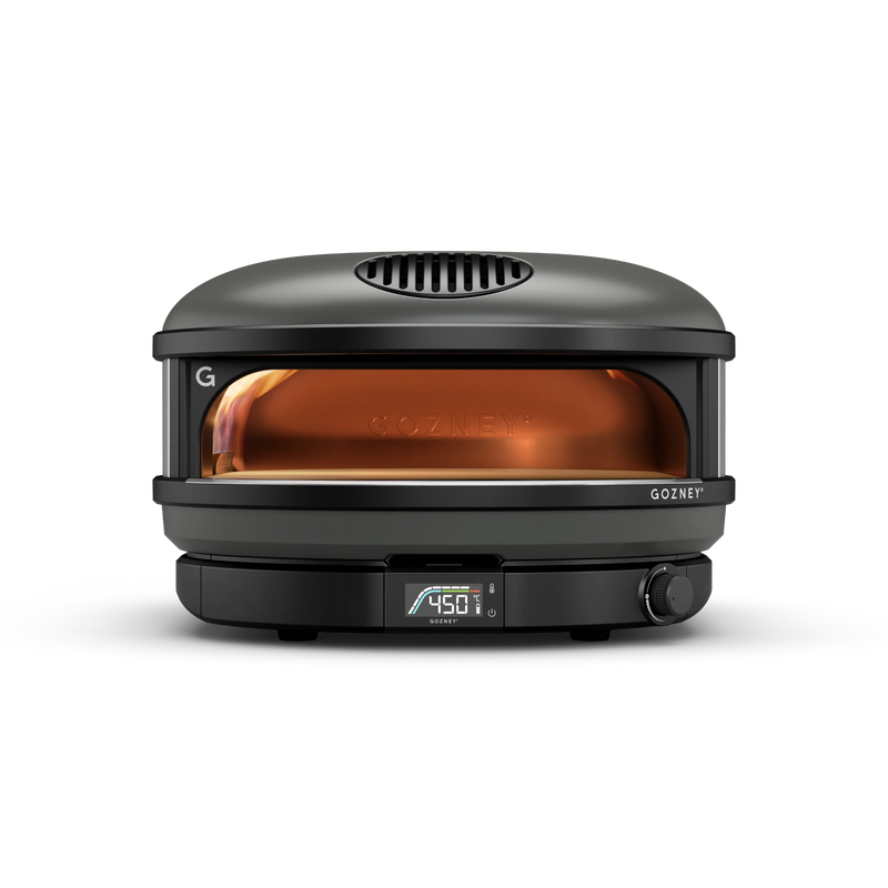Portable pizza oven with digital display on a white background