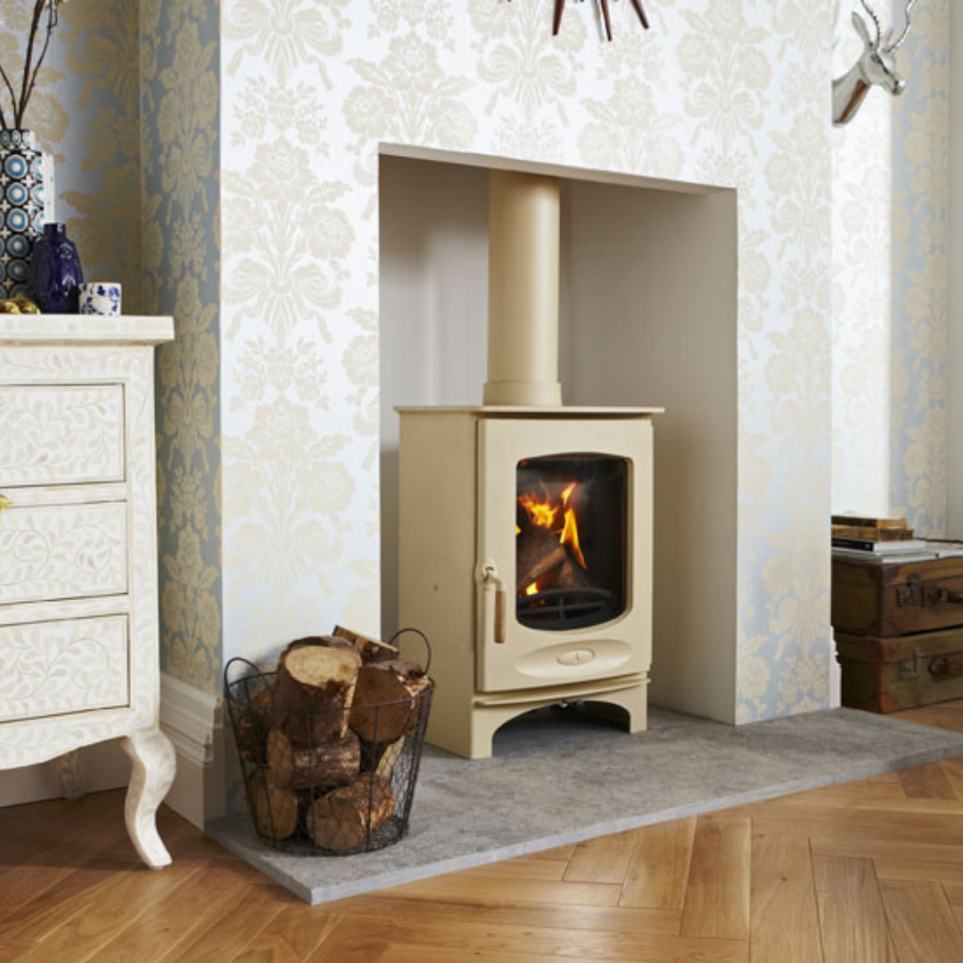 Charnwood wood stove with integrated store stand