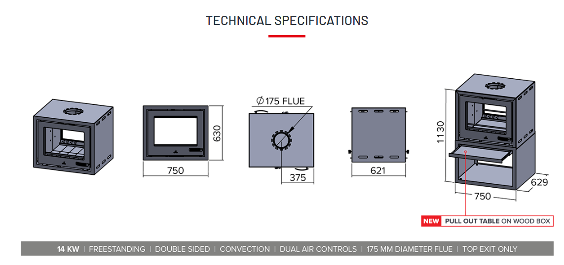 Infiniti convection box info diagram modular fireplace system