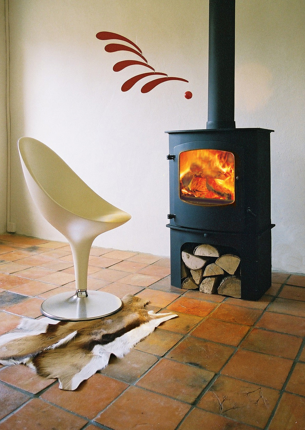 Cove 2 pedestal stand gunmetal stove lifestyle photo