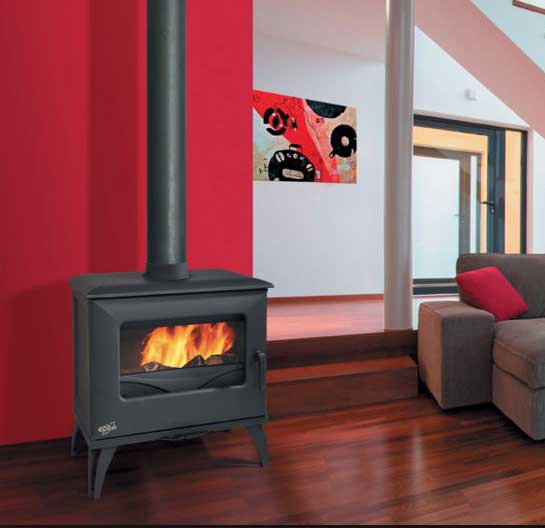 Godin Cube modern fireplace lifestyle photograph in lounge