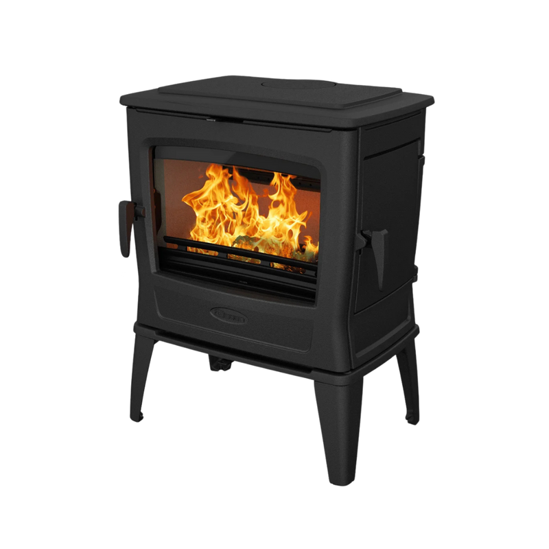 Dovre TAI45 wood burning fireplace with side loading door, efficient clean burn.