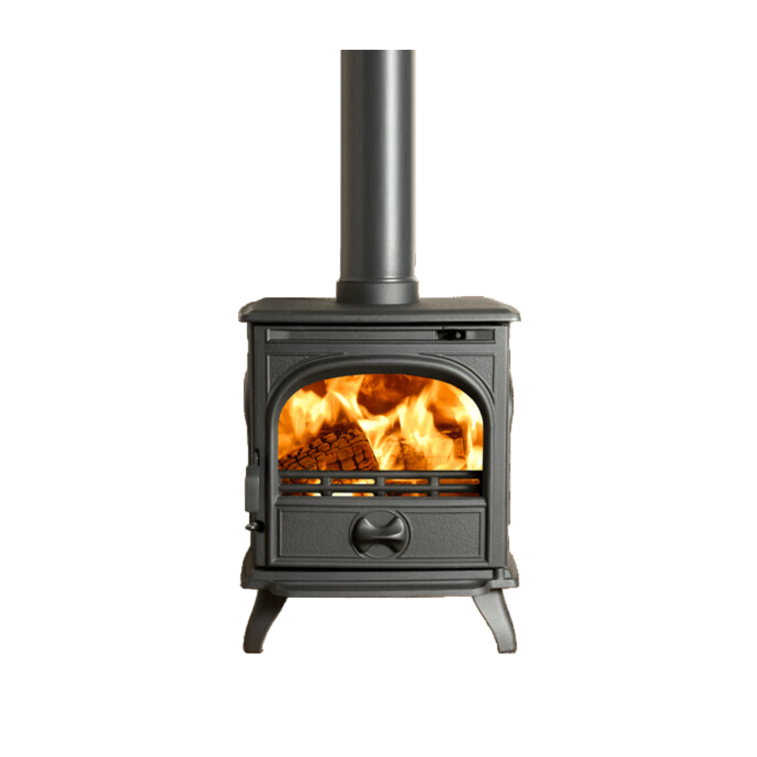 Dovre 250 compact multifuel stove with arched door, alternative handle style