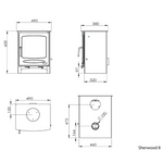 Sherwood 8 fireplace drawing with detailed design lines