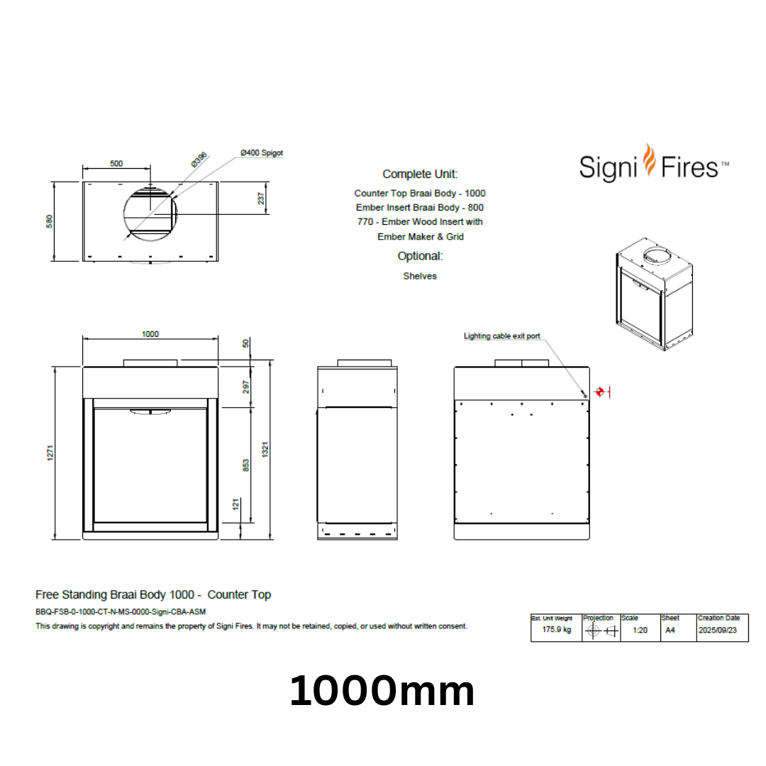 SIGNI FIRES EMBER COUNTER TOP WOOD & CHARCOAL BRAAI | M/S
