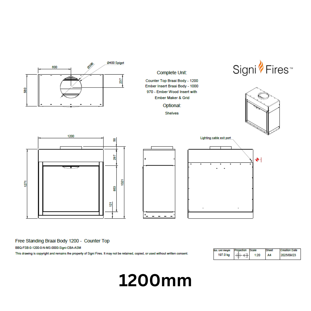 SIGNI FIRES EMBER COUNTER TOP WOOD & CHARCOAL BRAAI | M/S