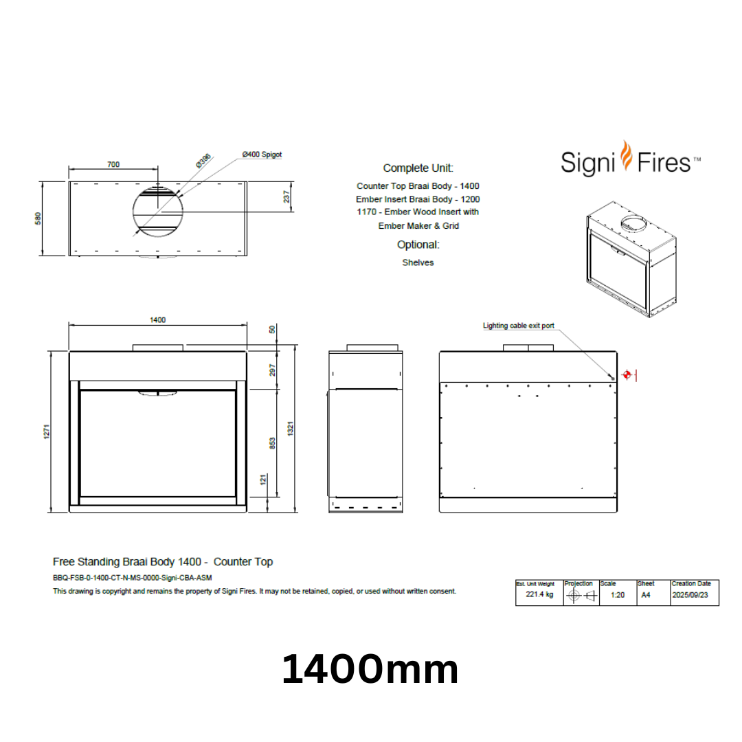 SIGNI FIRES EMBER COUNTER TOP WOOD & CHARCOAL BRAAI | M/S