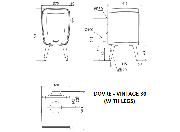 Dovre Vintage 30 woodburning closed combustion fireplace
