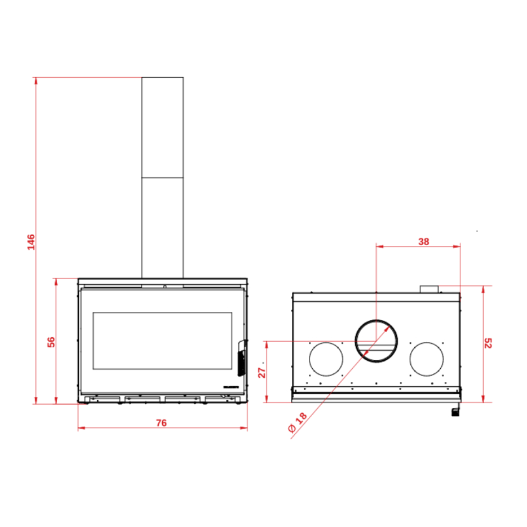Ecopalex GTM80 wood fireplace insert diagram