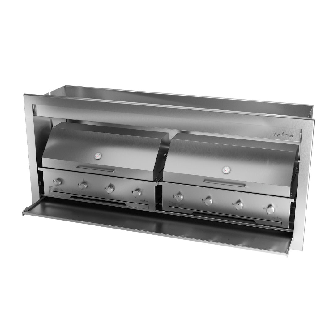 Gas insert braai body stainless steel dome closed view