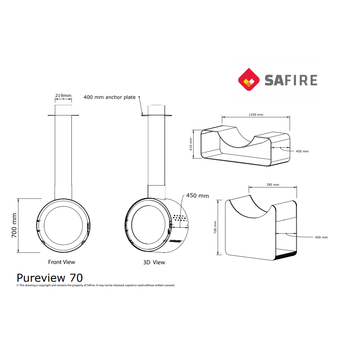 SAfire HEETA PUREVIEW 70 | WOOD FIREPLACE | LOG BENCH