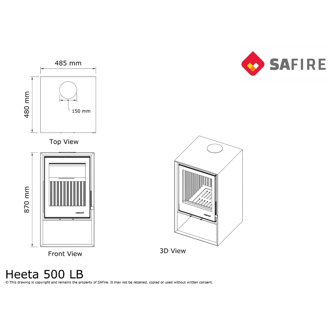 SAfire HEETA 500 ECO LOG BASE WOOD FIREPLACE
