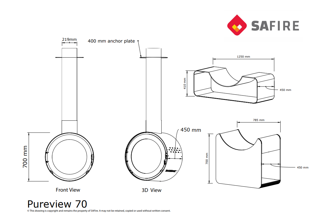 SAfire HEETA PUREVIEW 70 WOOD FIREPLACE | DOUBLE SIDED