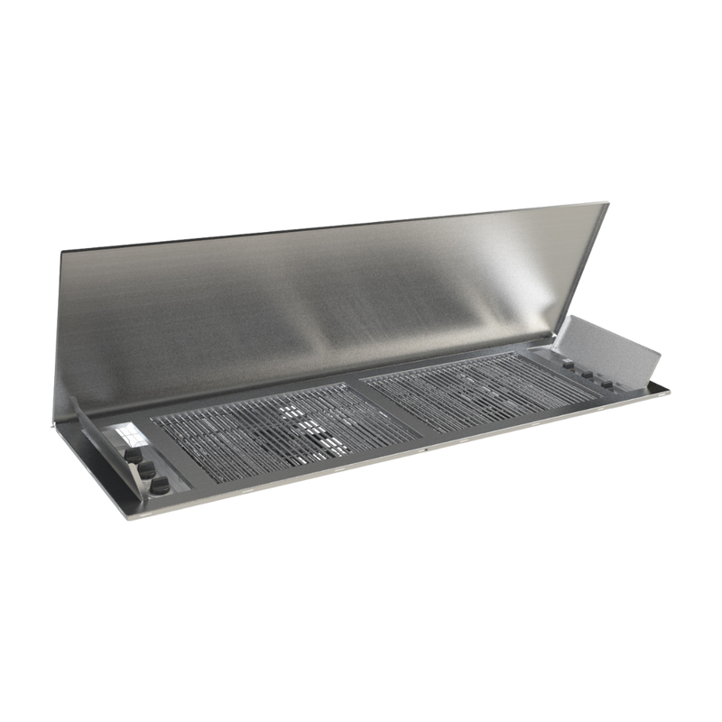 A silver-colored CHAD-O-CHEF 6 burner hob grill with a lid, displayed against a plain background.