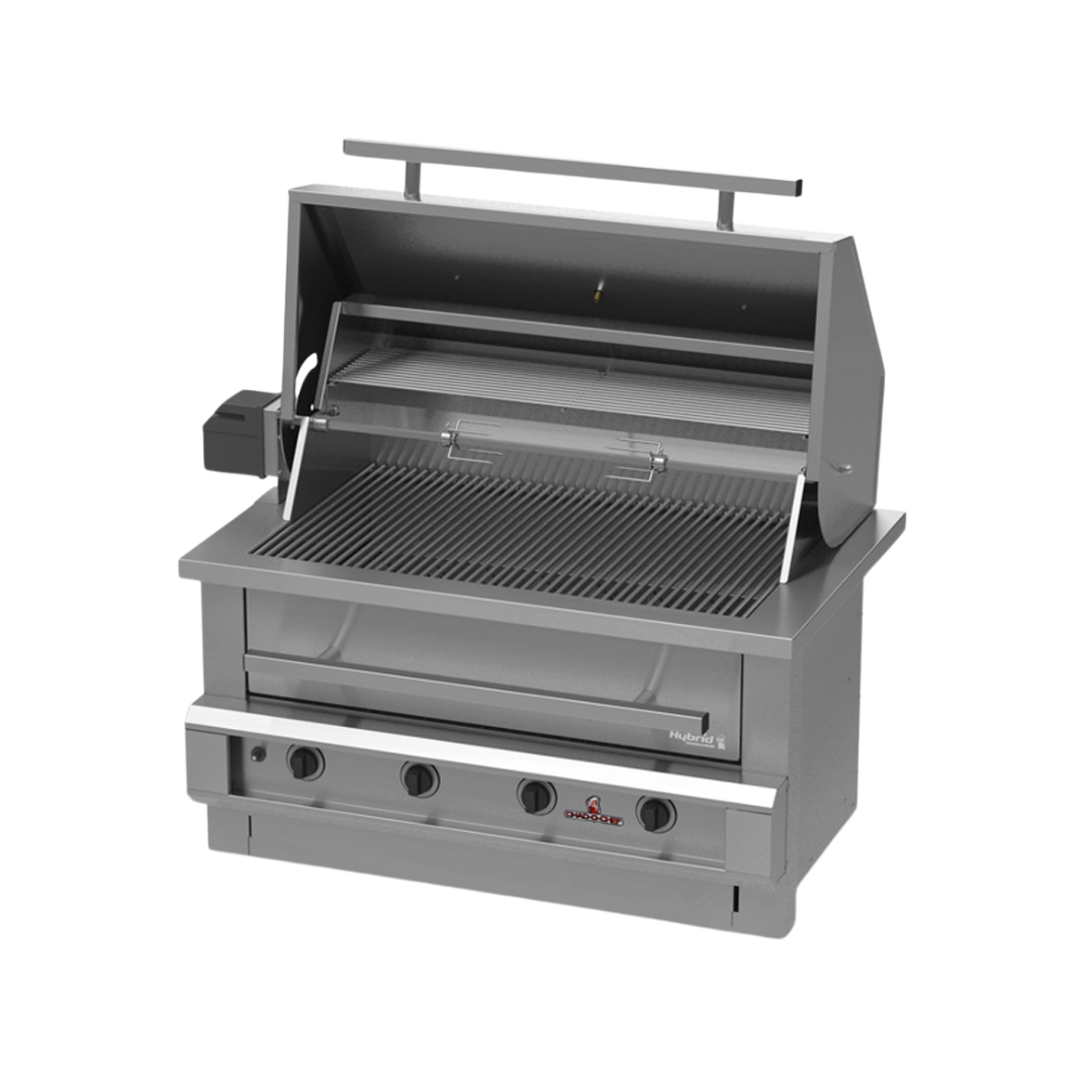 Hybrid 4 burner braai with rotisserie dome outdoor cooking