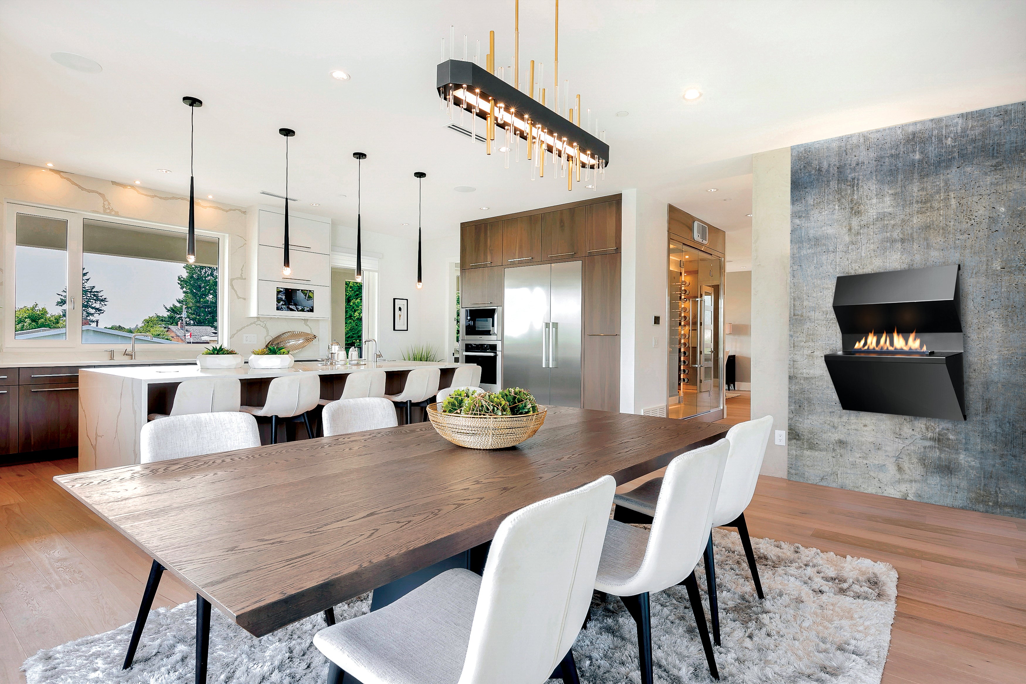 Infiniti Picasso wall fireplace installed in a living room