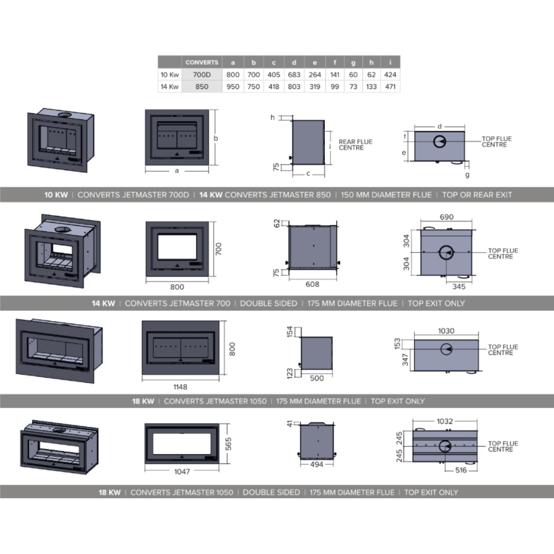 Infiniti conversion units diagram modular fireplace systems