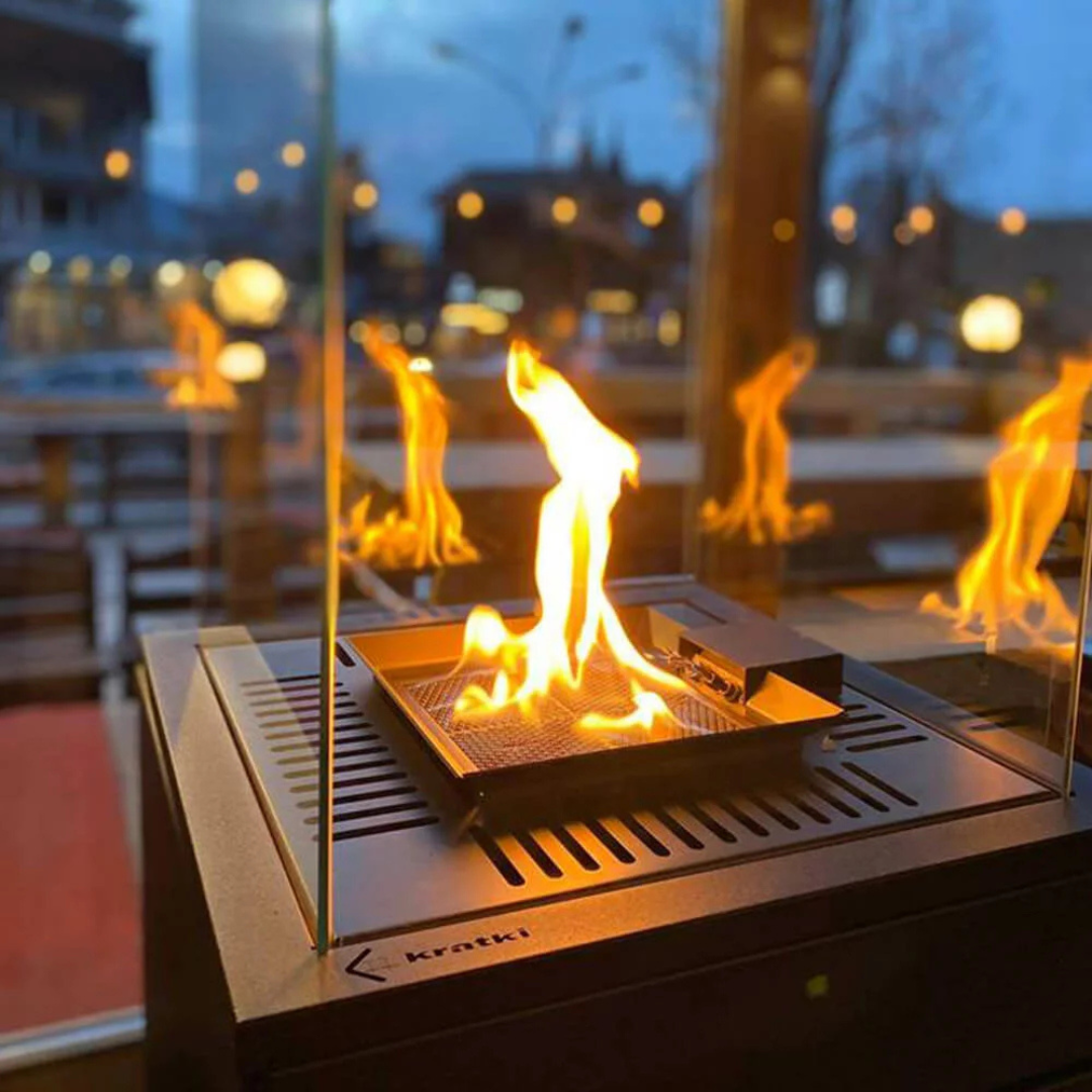 Kratki Patio outdoor gas heater lifestyle photo on terrace