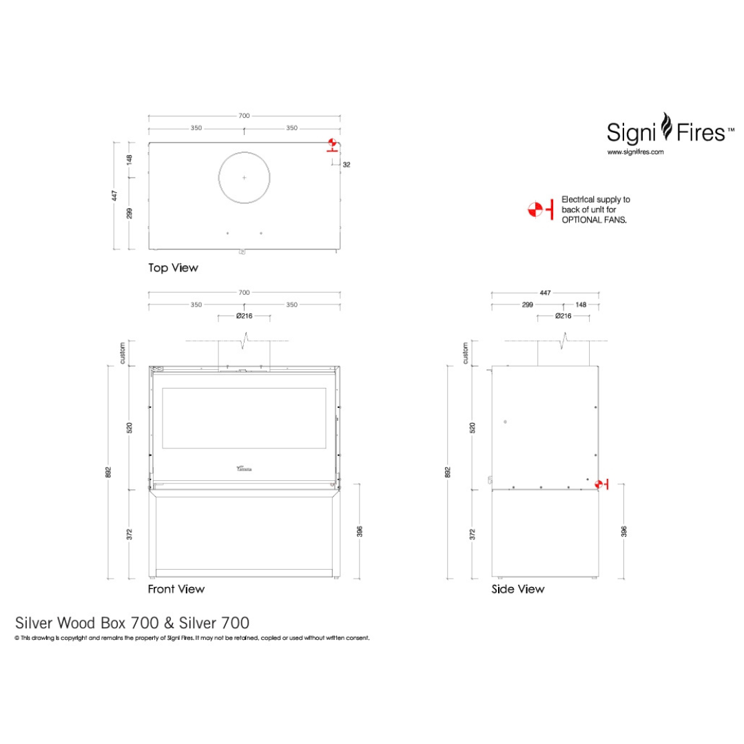 Technical diagram of Lacunza Silver 700 stove