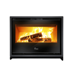 Lacunza Silver 700 built in wood fireplace, modern frameless look