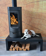 Plamen Tara freestanding wood fireplace lifestyle scene
