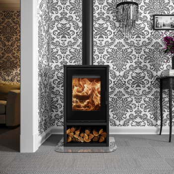 SAfire Heeta 500 Eco log base wood fireplace black compact model