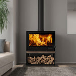 SAfire Heeta Oakley wood fireplace with log base