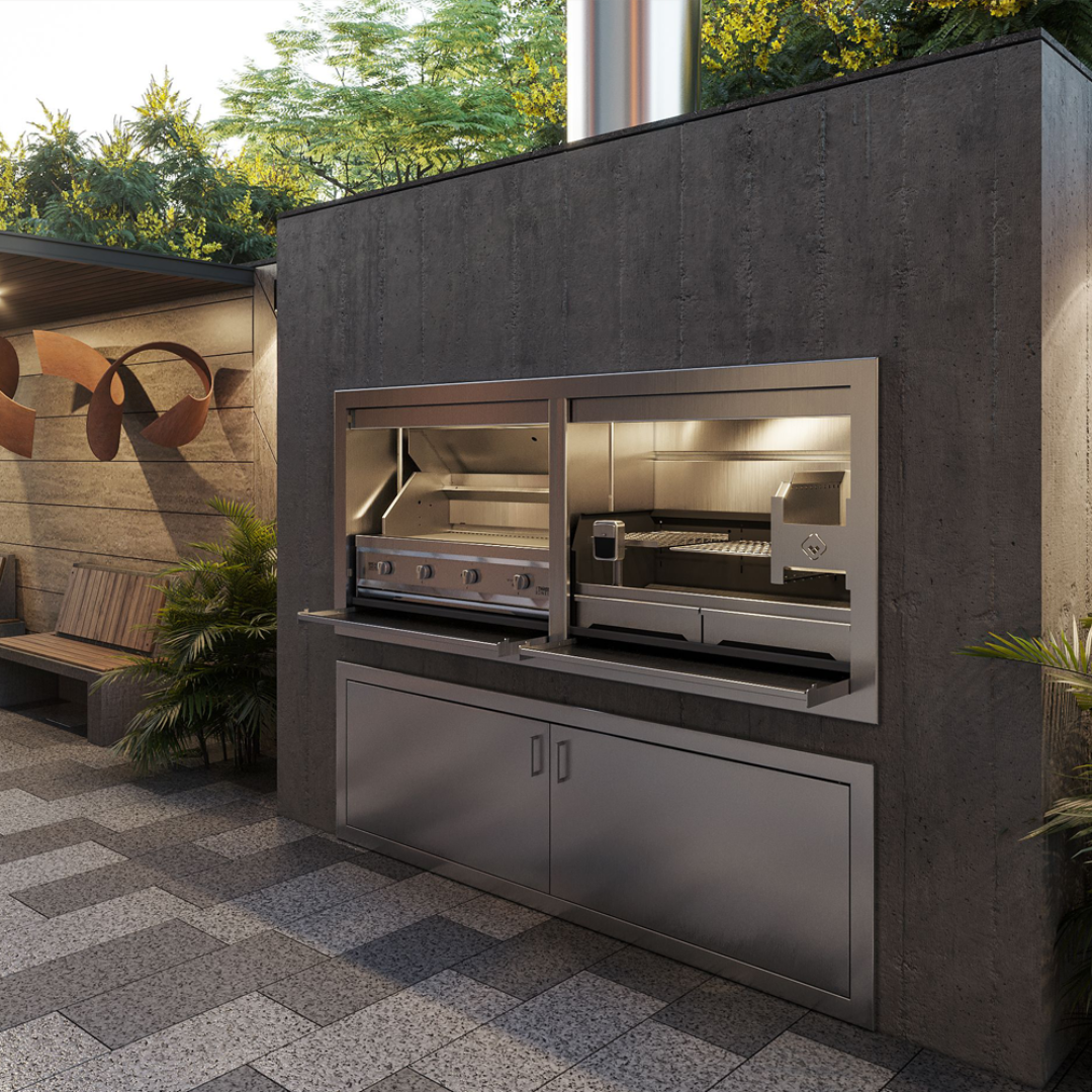 SAfire Pyro gas and wood braai grill combo 1200 stainless