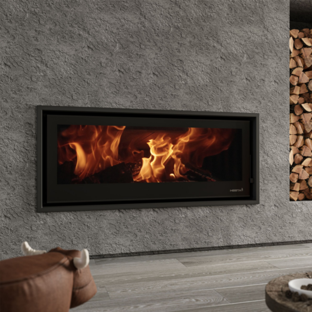 SAfire Heeta 1200 wood insert shown in a living room
