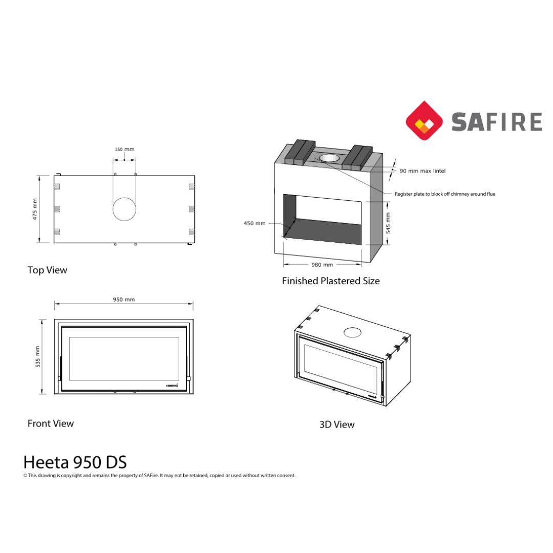 SAfire Heeta 950 double sided wood insert diagram