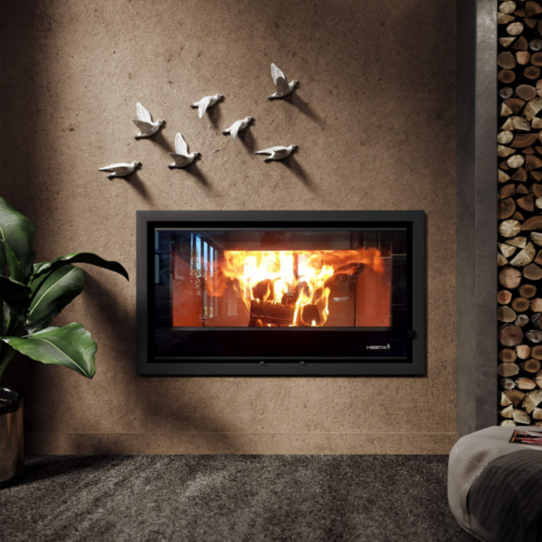 SAfire Heeta 950 wood fireplace insert lifestyle photo