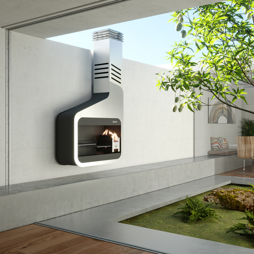 SAfire Modi wood braai lifestyle image on patio