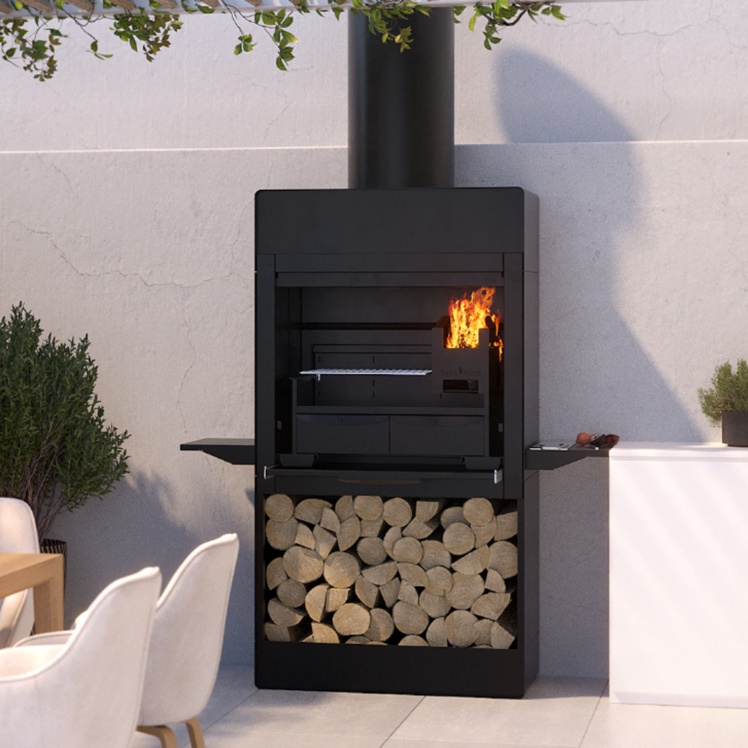 SIGNI FIRES EMBER FREESTANDING WOOD & CHARCOAL BRAAI | LOG STORAGE | M/S