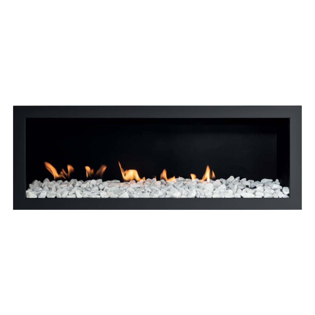Slimline 1000 MS fireplace with stainless rim, widescreen linear opening