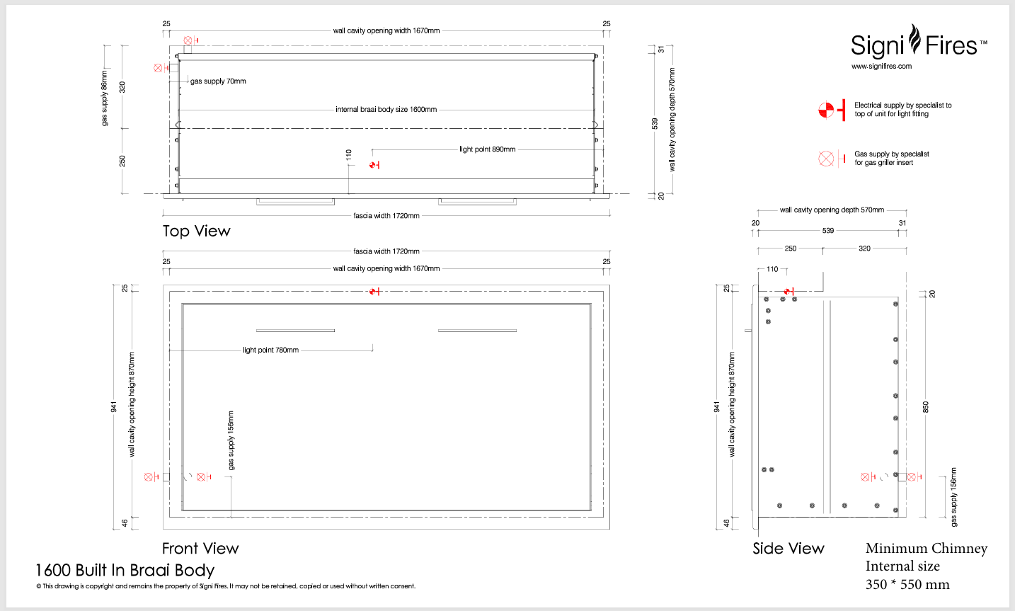 Built in braai 1000 body info sheet and measurements