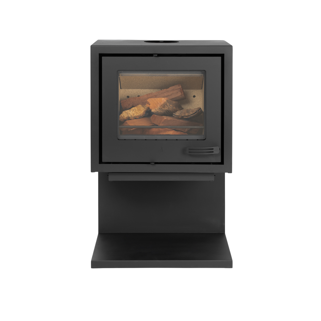 Cantilever front view fireplace product on white clean edges