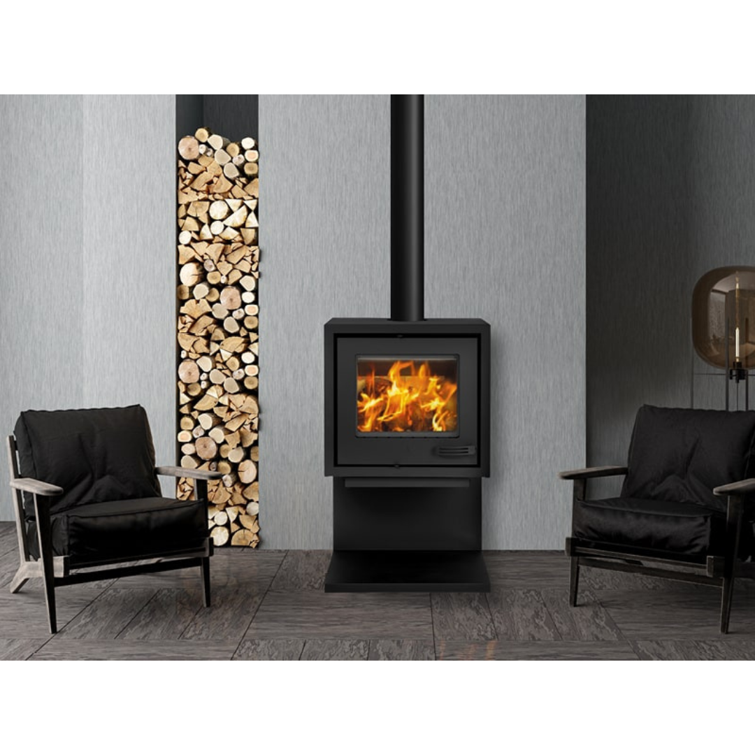 Cantilever lifestyle compact stove in modern living room