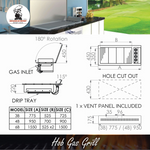 Chad O Chef hob braai technical specification drawing with dimensions